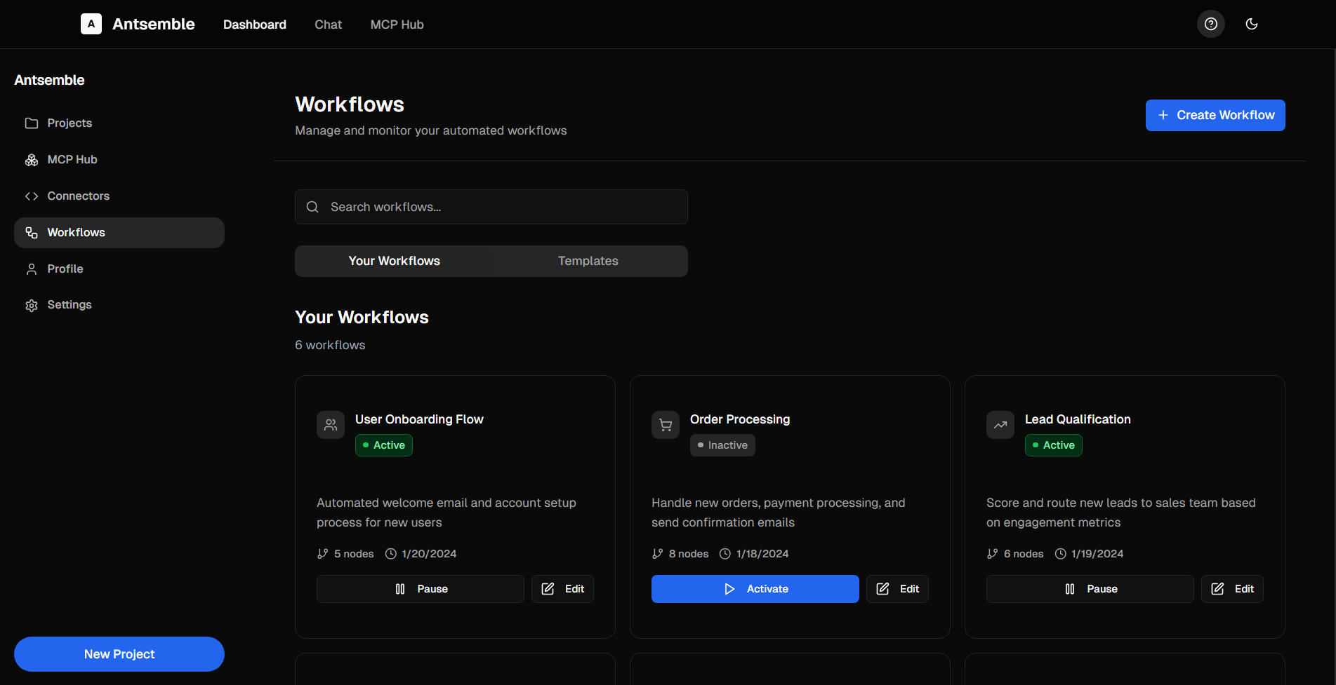 Workflow automation interface showing drag-and-drop nodes and connections